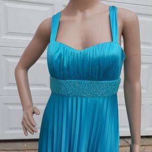 My Michelle long blue pleated gown